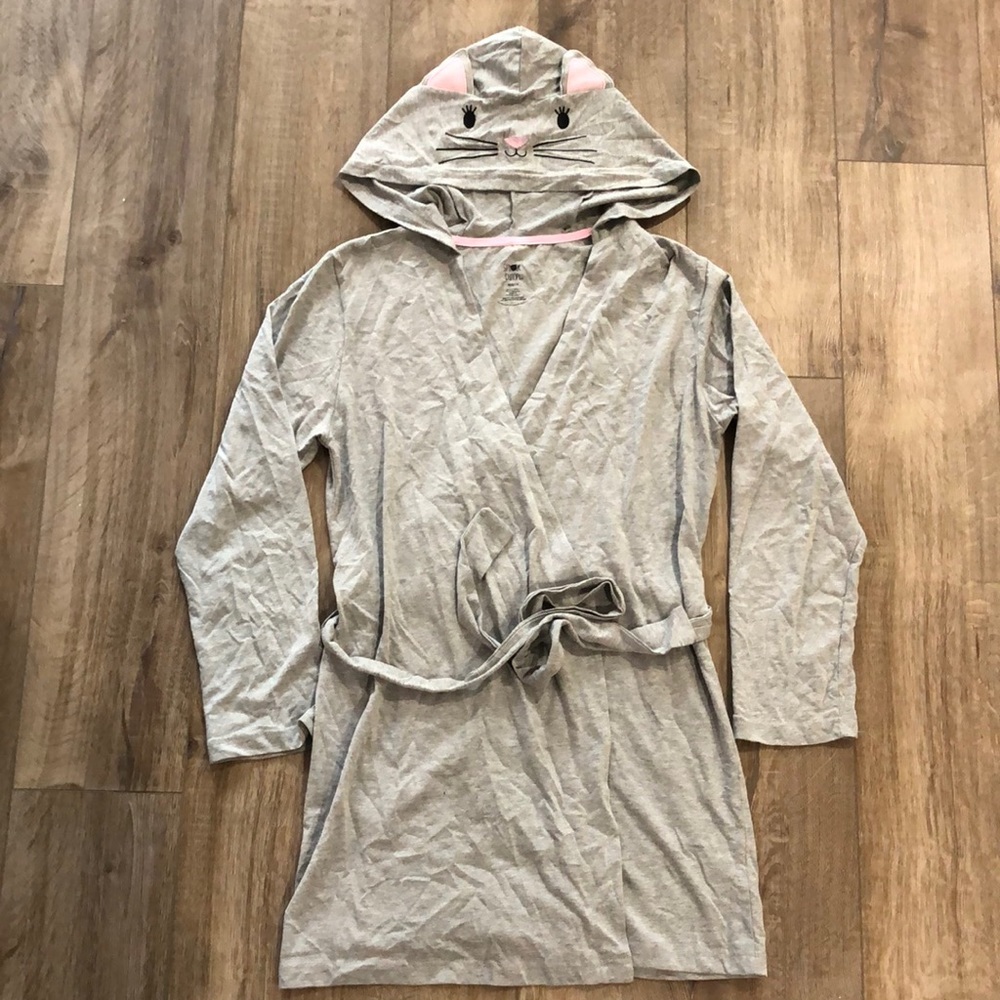 NWOT! - SNOOZE BUTTON Cat Hood Cotton Blend Robe